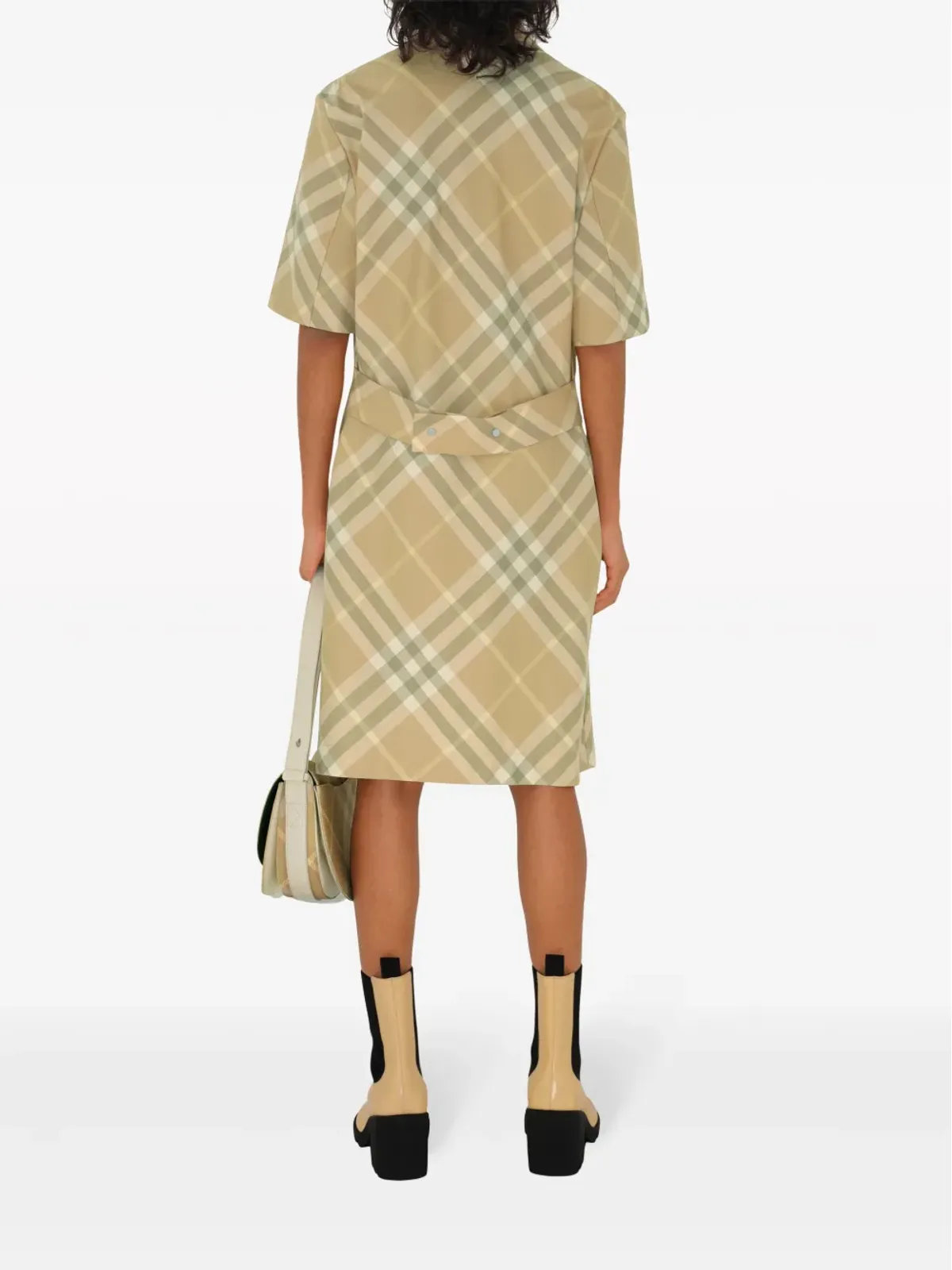 Burberry ビンテージ チェック柄 コットン シャツドレス - ベージュ系 - 画像4