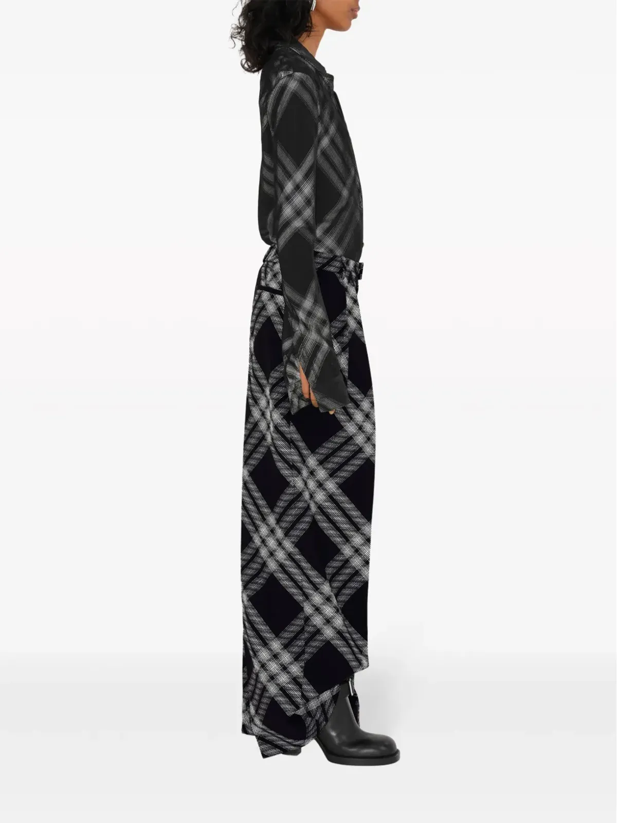 Burberry ビンテージ チェック柄 ウールパンツ - ブラック - 画像3