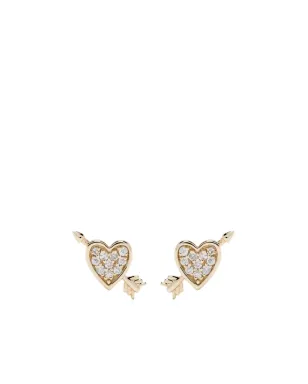 Adina Reyter 14Kイエローゴールド ハート＆アロー ダイヤモンドスタッドピアス - サムネイル1