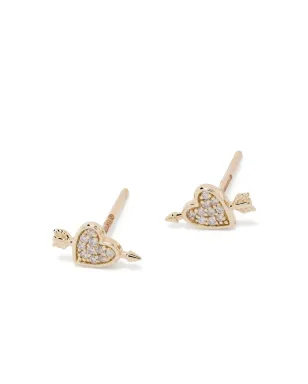 Adina Reyter 14Kイエローゴールド ハート＆アロー ダイヤモンドスタッドピアス - サムネイル4