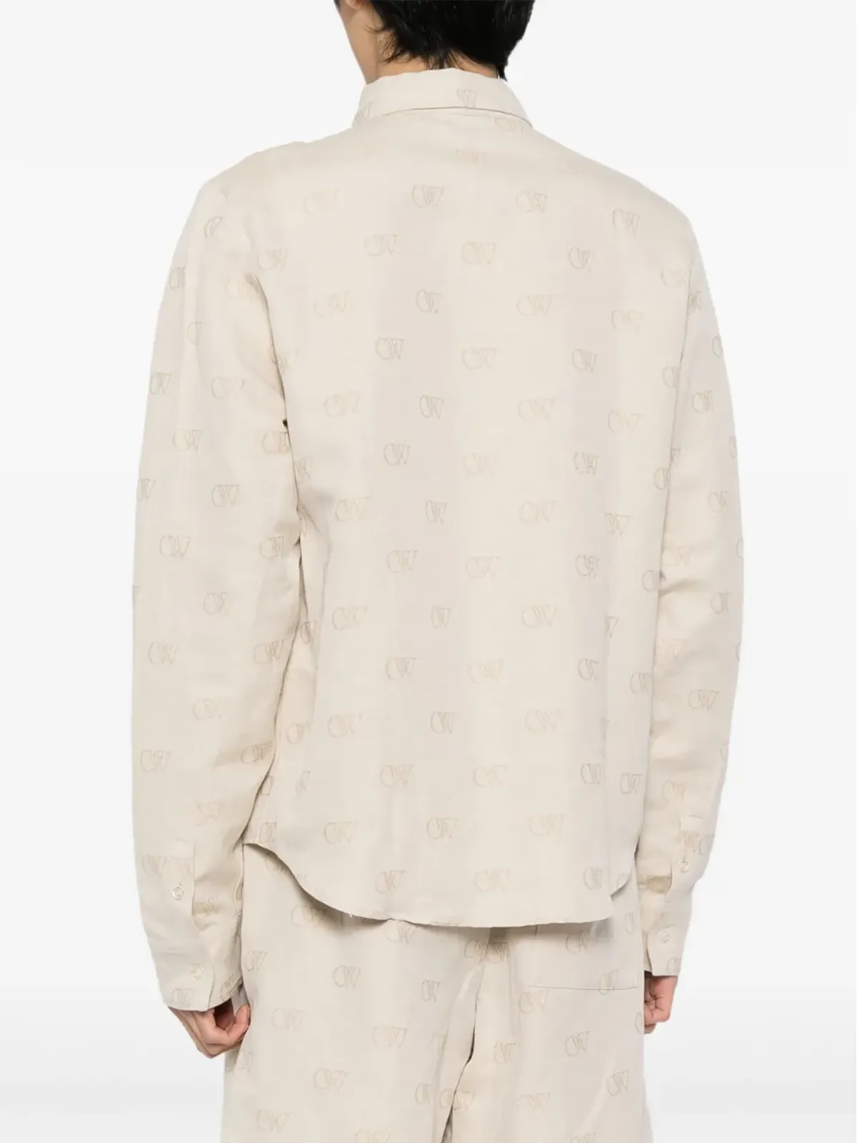 Off-White ロゴジャカード コットンリネン シャツ - 画像4