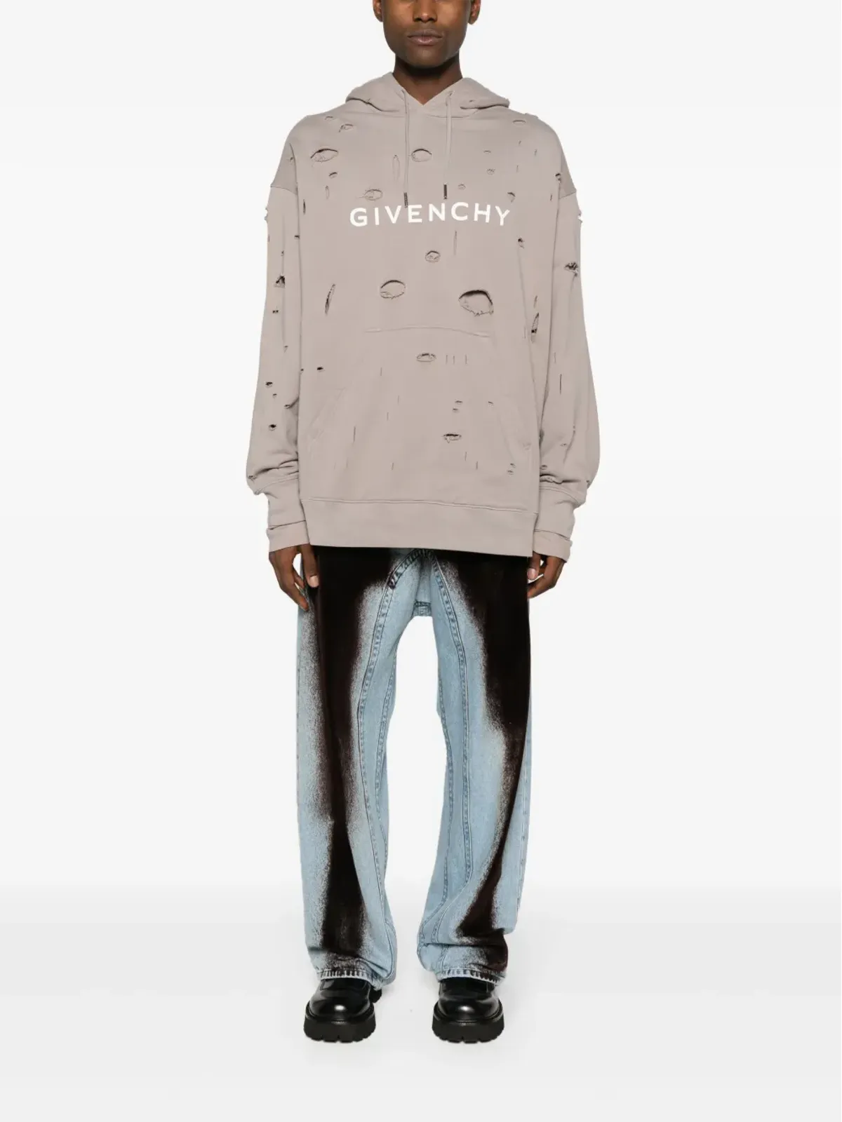 Givenchy ロゴプリント ダメージ加工 パーカー - 画像2