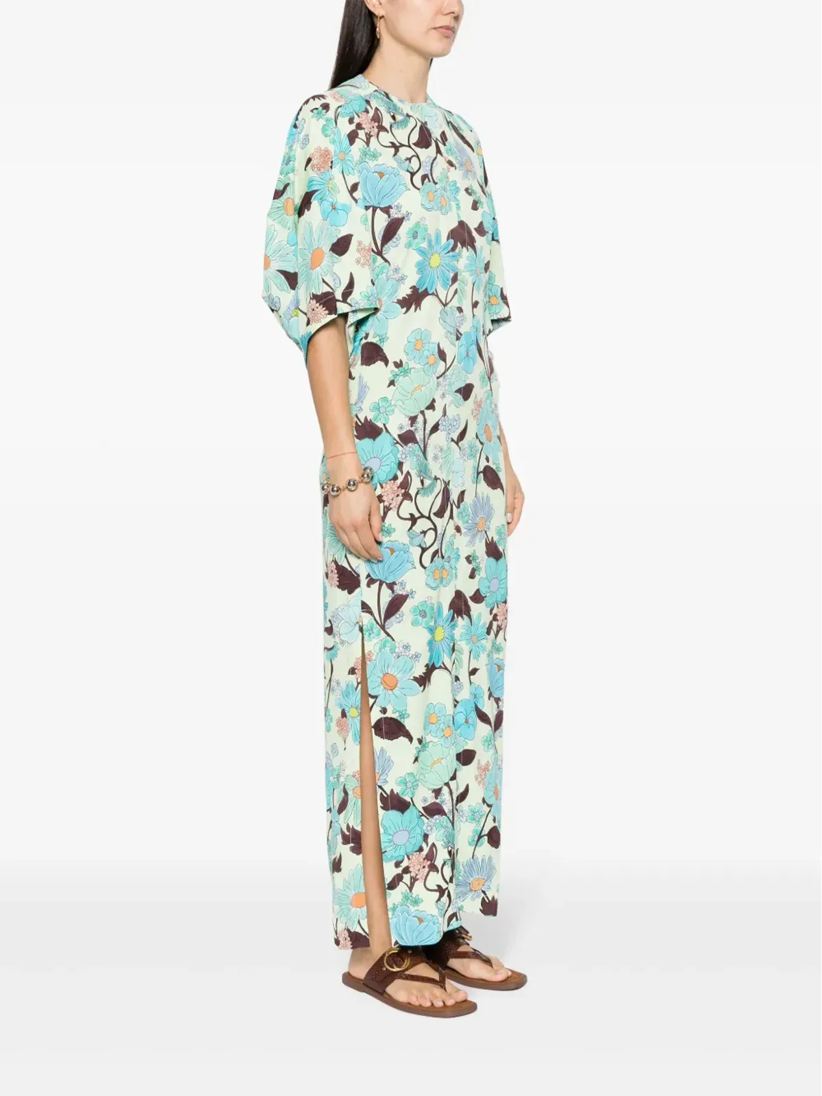 Stella McCartney ガーデンプリント クレープ ロングドレス グリーン - 画像3