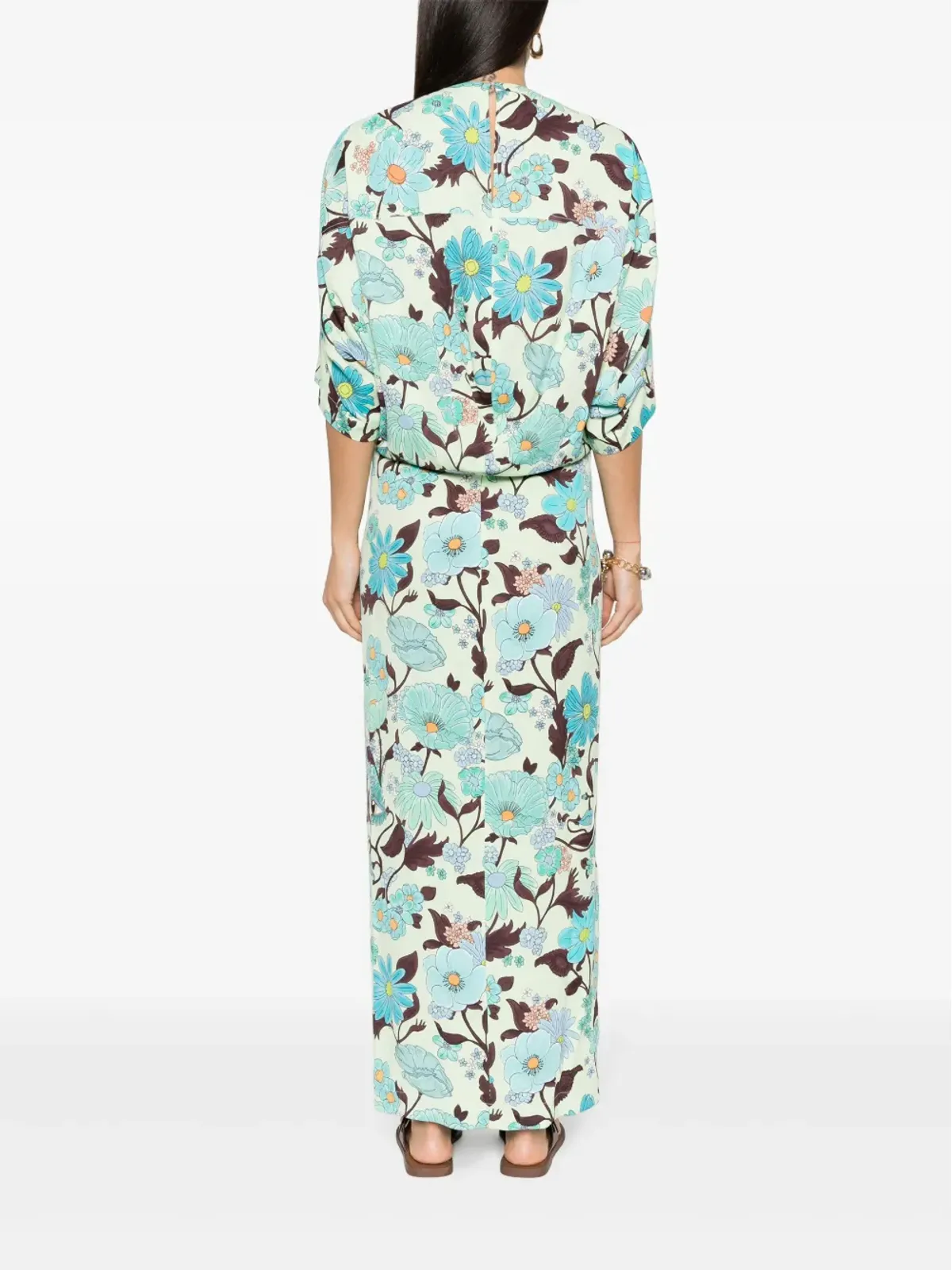 Stella McCartney ガーデンプリント クレープ ロングドレス グリーン - 画像4
