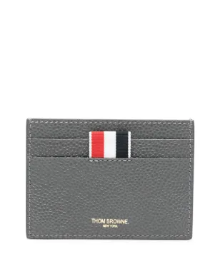 Thom Browne グログランタブ付きレザーカードホルダー - グレー - サムネイル1