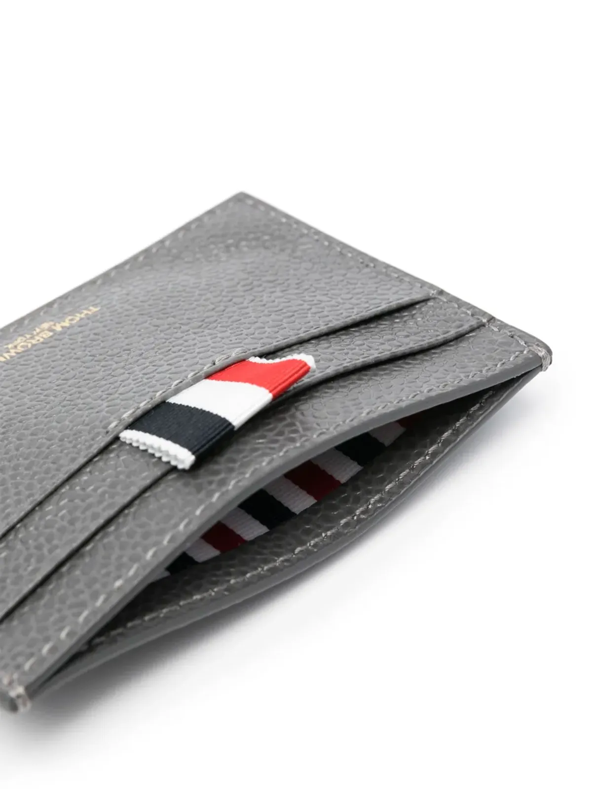 Thom Browne グログランタブ付きレザーカードホルダー - グレー - 画像3