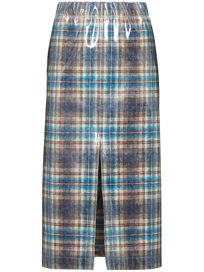 Maison Margiela Maison Margiela x Pendleton チェック柄 ラッカー仕上げスカート - グリーンの商品画像