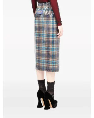 Maison Margiela x Pendleton チェック柄 ラッカー仕上げスカート - グリーン - サムネイル5