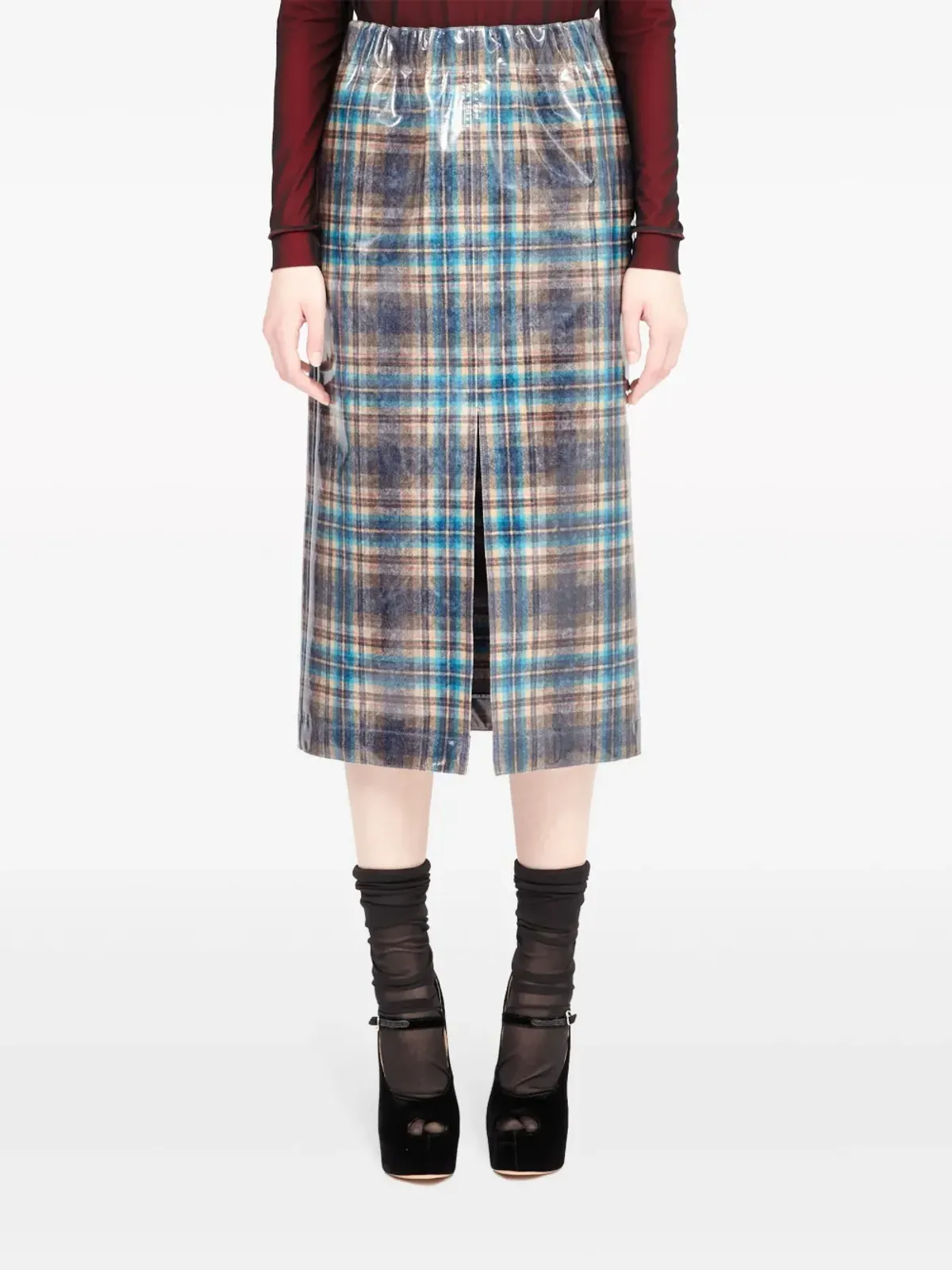 Maison Margiela x Pendleton チェック柄 ラッカー仕上げスカート - グリーン - 画像2