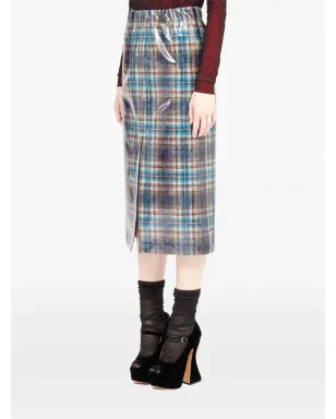 Maison Margiela x Pendleton チェック柄 ラッカー仕上げスカート - グリーン - サムネイル4