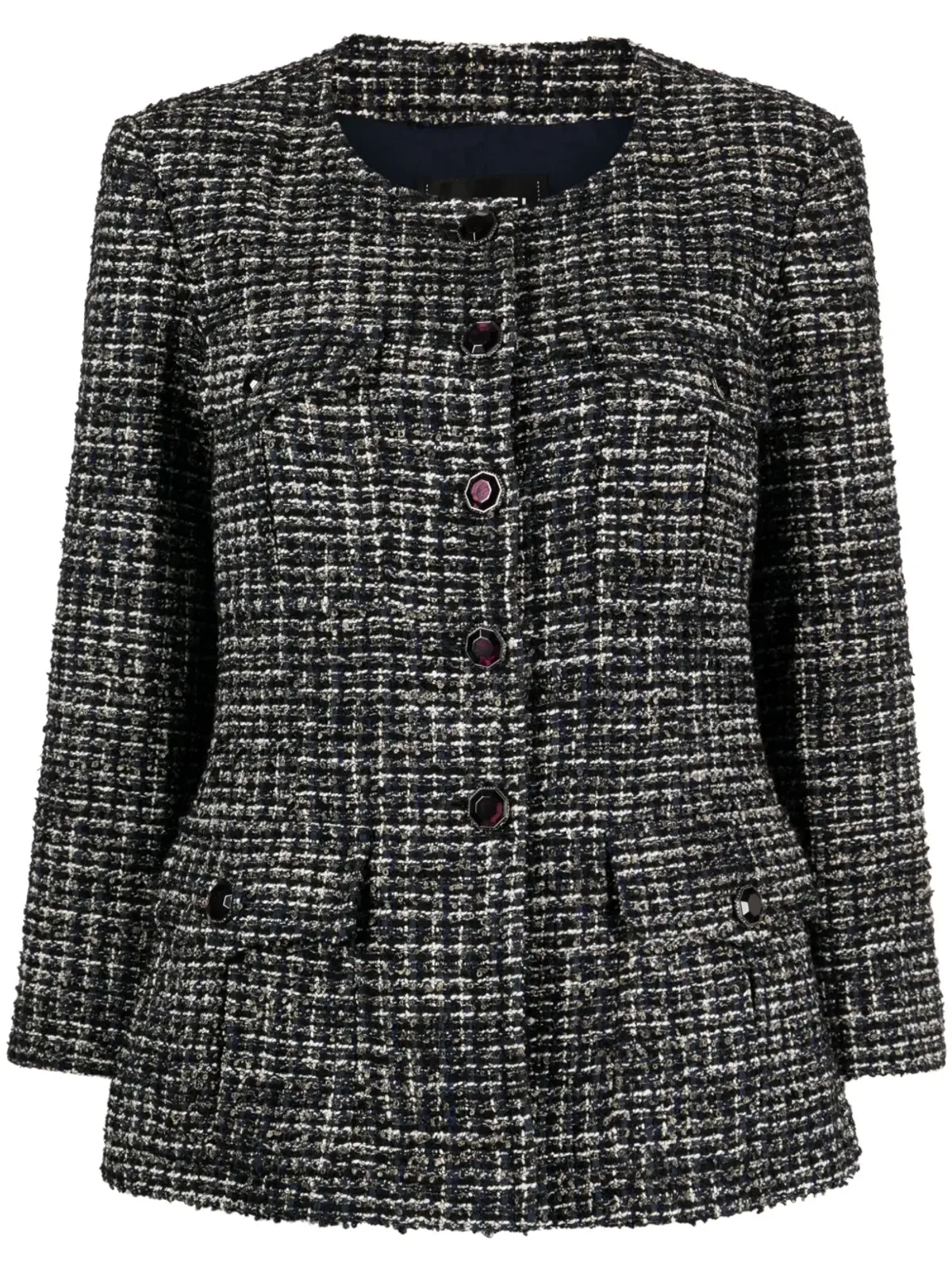 CHANEL ビンテージ シングルブレスト ツイード ジャケット - ブラック - 画像1