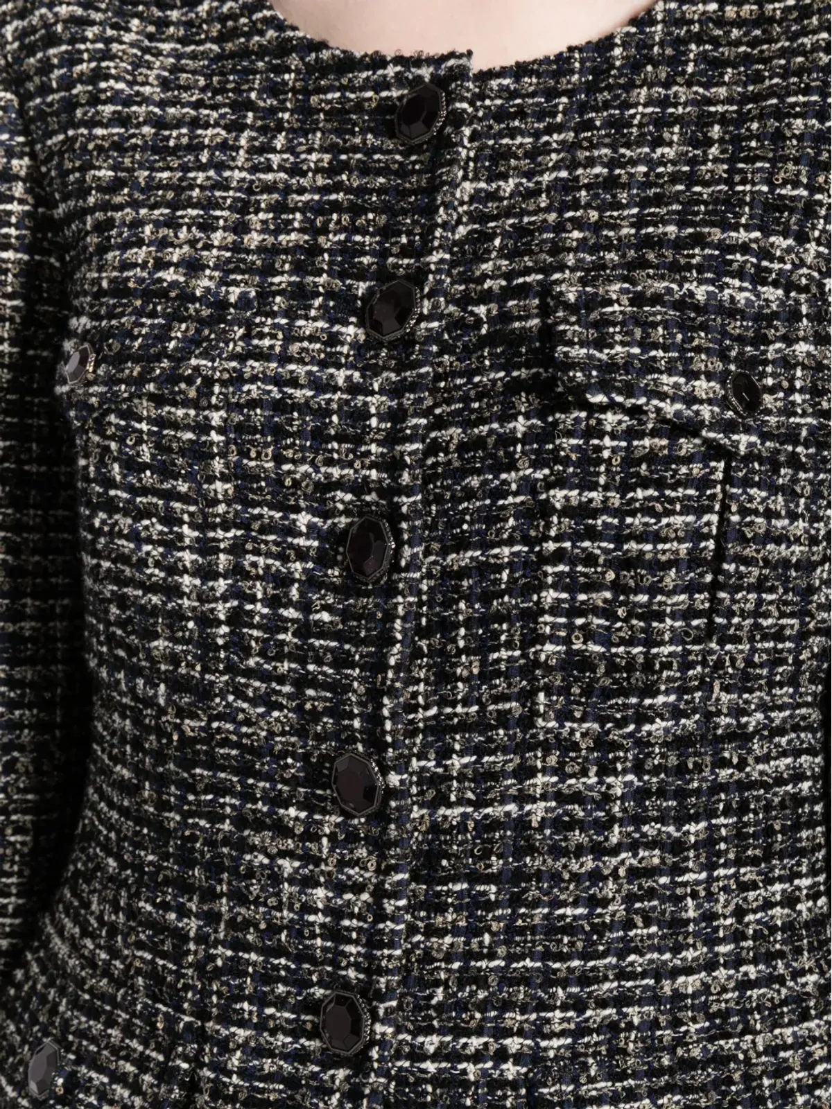 CHANEL ビンテージ シングルブレスト ツイード ジャケット - ブラック - 画像5
