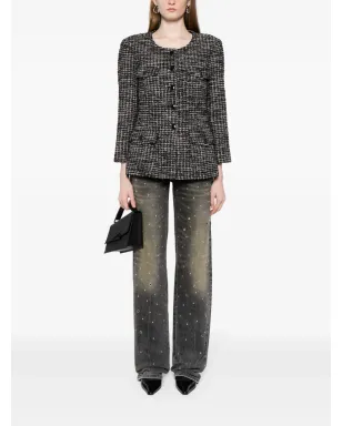 CHANEL ビンテージ シングルブレスト ツイード ジャケット - ブラック - サムネイル2