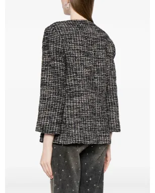CHANEL ビンテージ シングルブレスト ツイード ジャケット - ブラック - サムネイル4