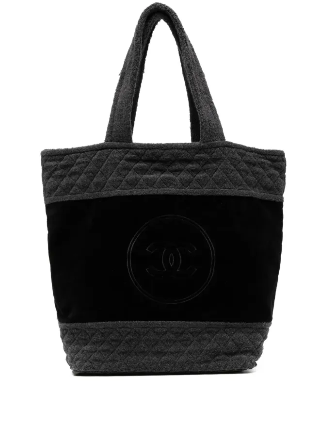 CHANEL Pre-Owned CHANEL ビンテージ 2018 CC テリークロス トートバッグ - ブラックの商品画像