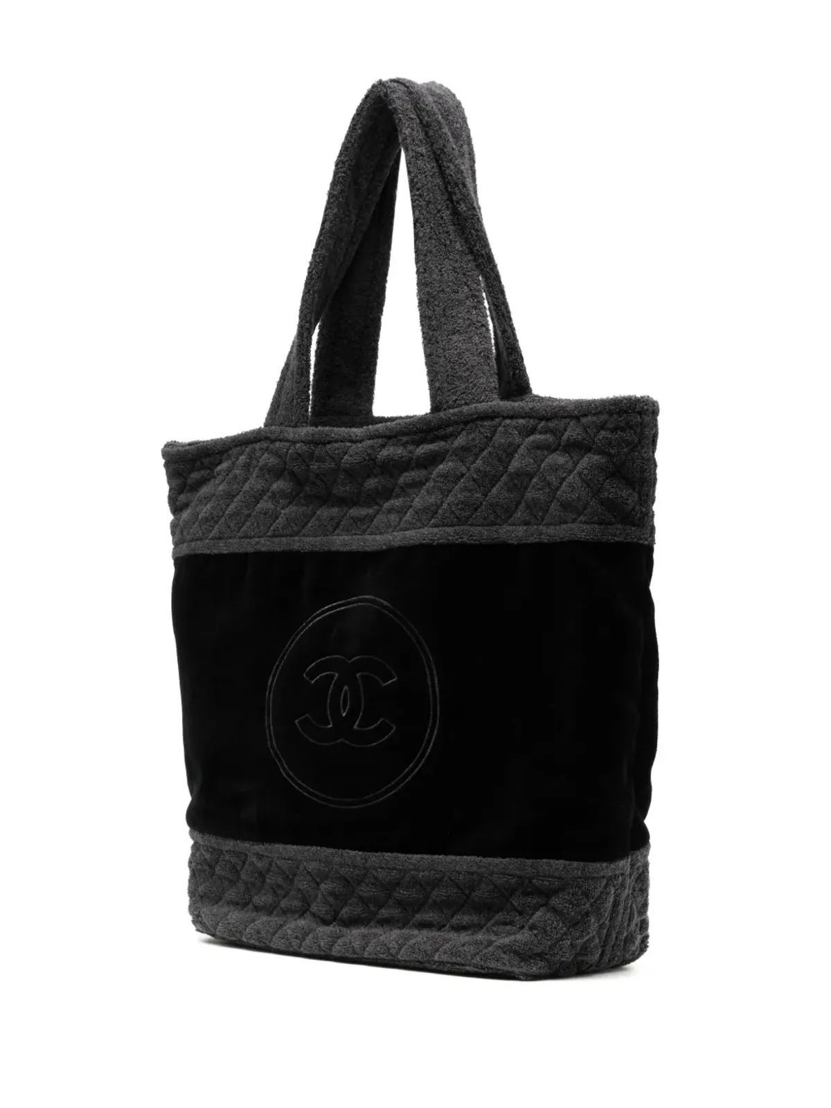 CHANEL ビンテージ 2018 CC テリークロス トートバッグ - ブラック - 画像3