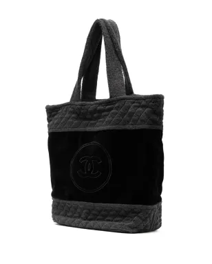 CHANEL ビンテージ 2018 CC テリークロス トートバッグ - ブラック - サムネイル3