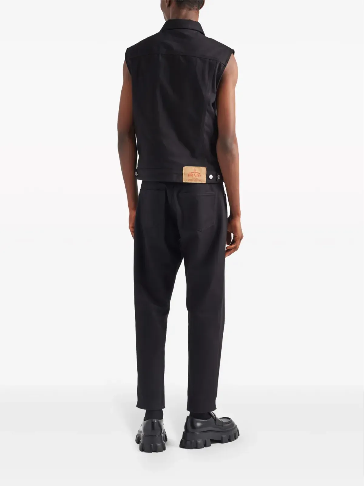 Prada Bull ボタンアップデニムジレ ブラック - 画像3