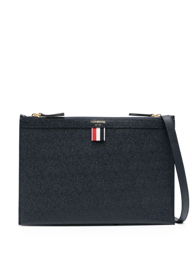 Thom Browne Thom Browne ロゴプリント レザー クロスボディバッグ - ブルーの商品画像