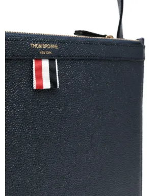 Thom Browne ロゴプリント レザー クロスボディバッグ - ブルー - サムネイル4