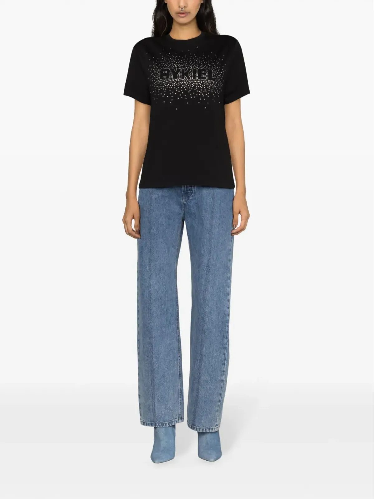 Sonia Rykiel ビーズロゴ入りコットンTシャツ - 画像2
