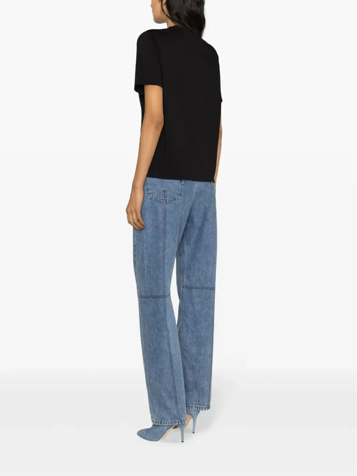 Sonia Rykiel ビーズロゴ入りコットンTシャツ - 画像4