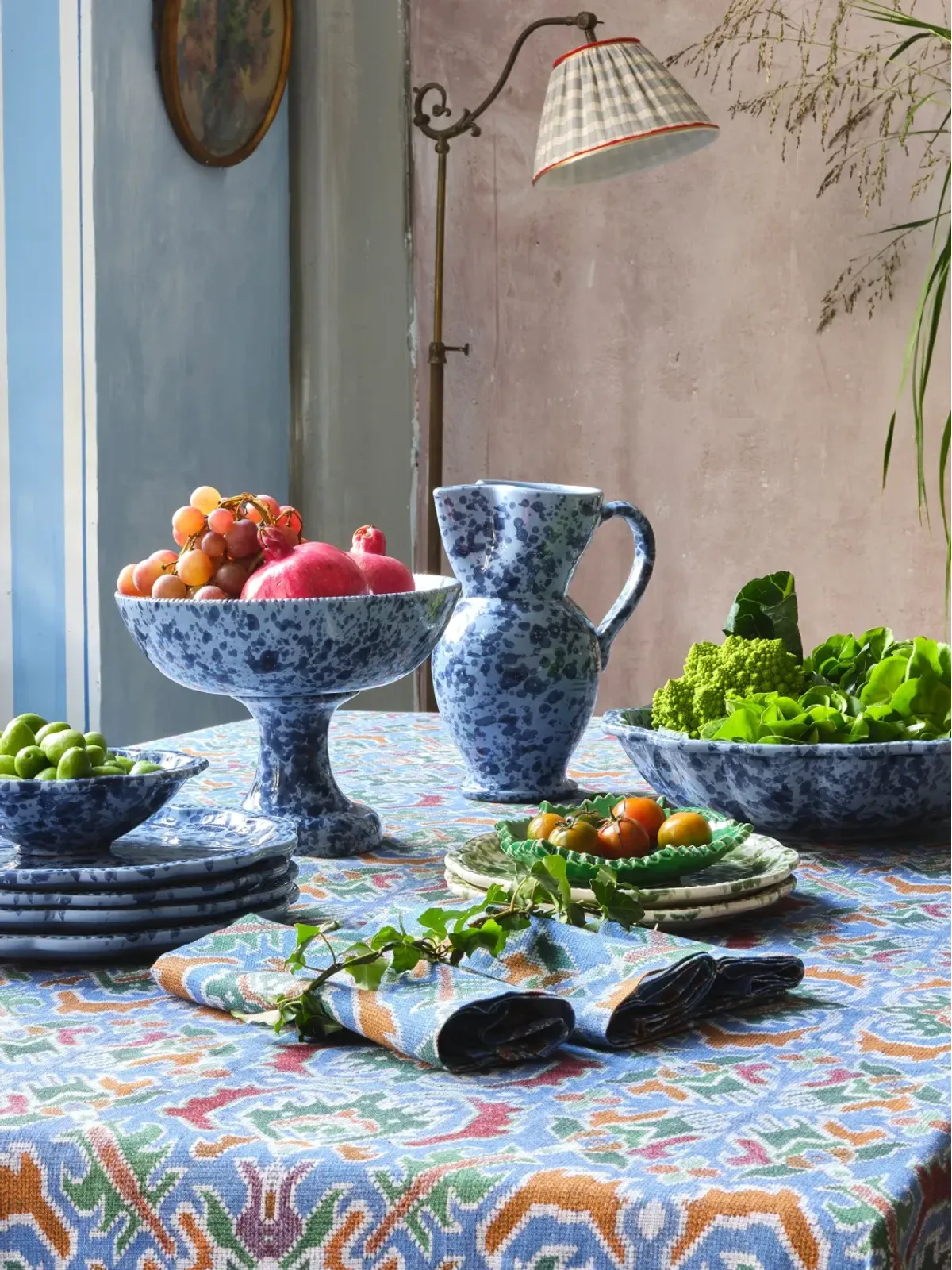 Cabana Speckled ceramic serving bowl (34cm) - Blue - 画像3