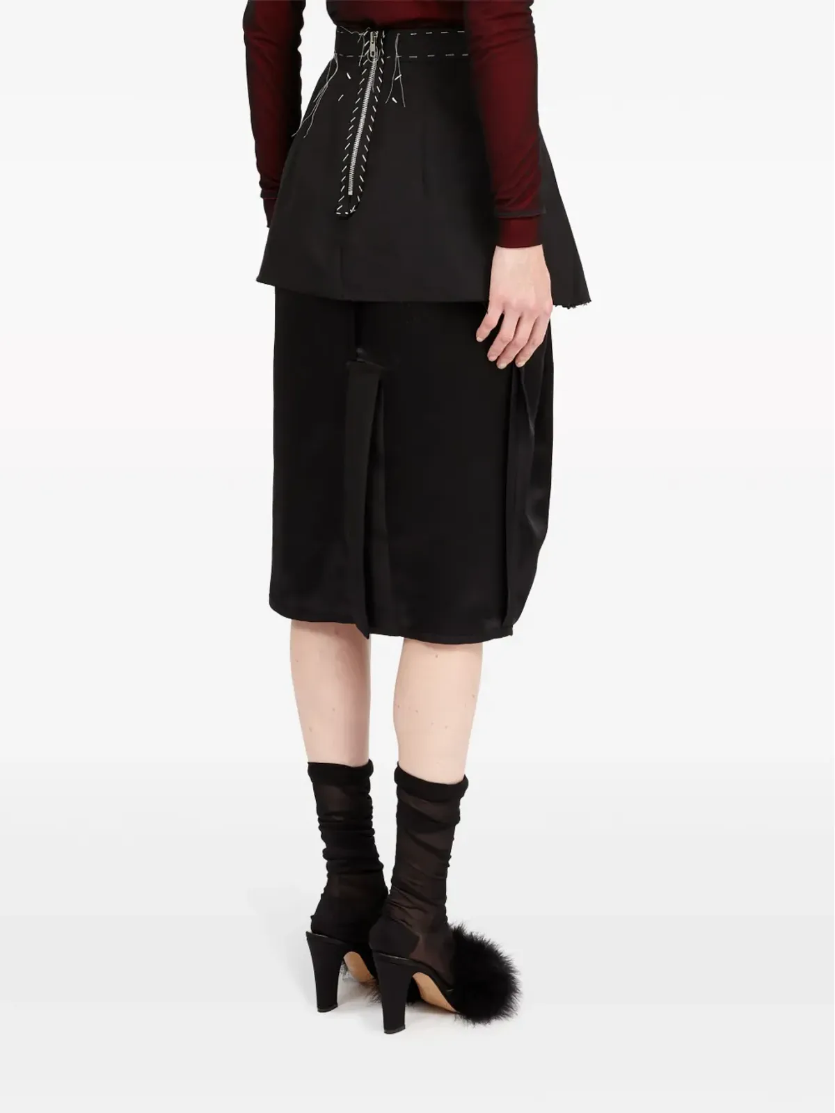 Maison Margiela ワークインプログレス レイヤードスカート ブラック - 画像5