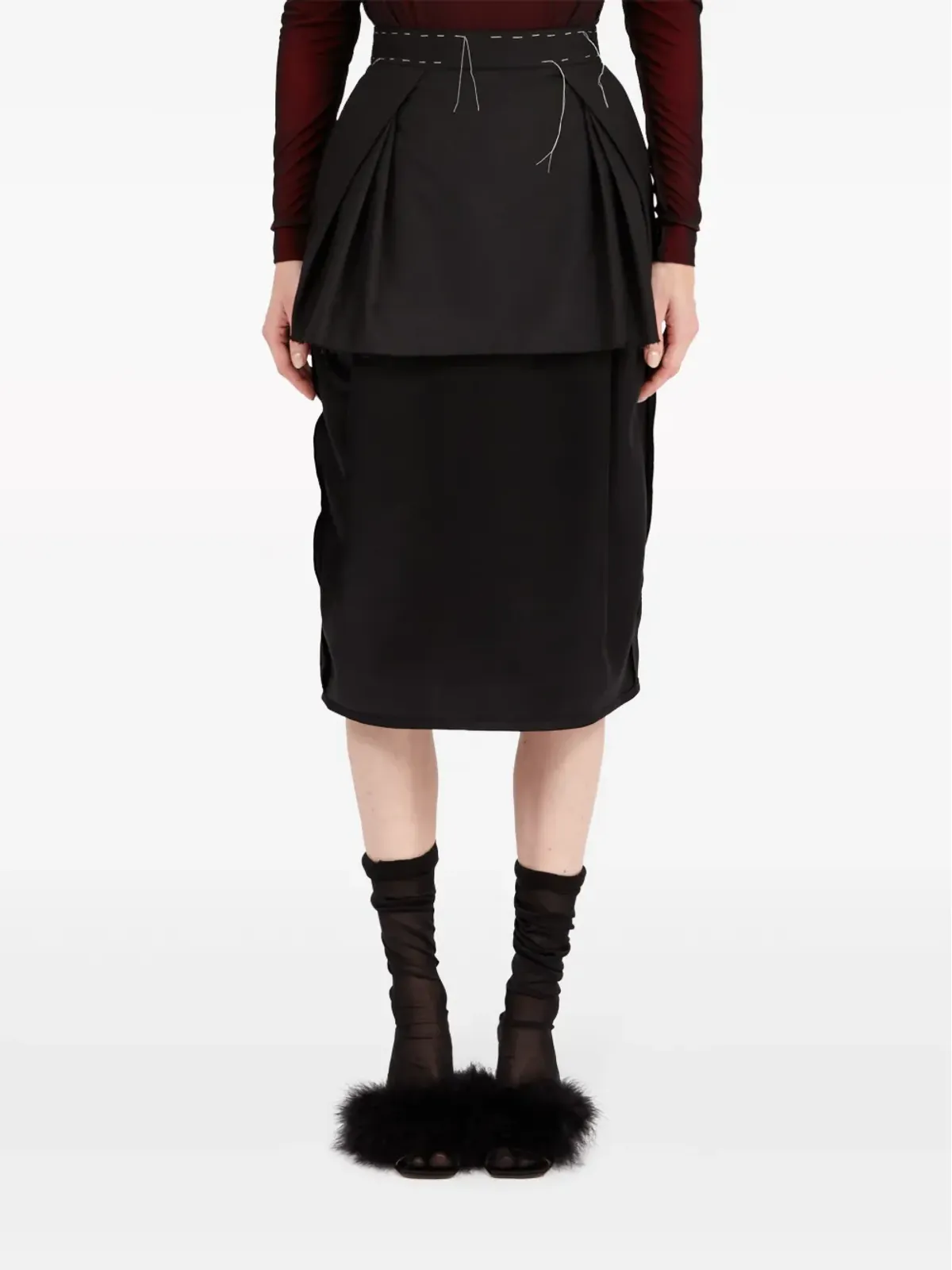 Maison Margiela ワークインプログレス レイヤードスカート ブラック - 画像2