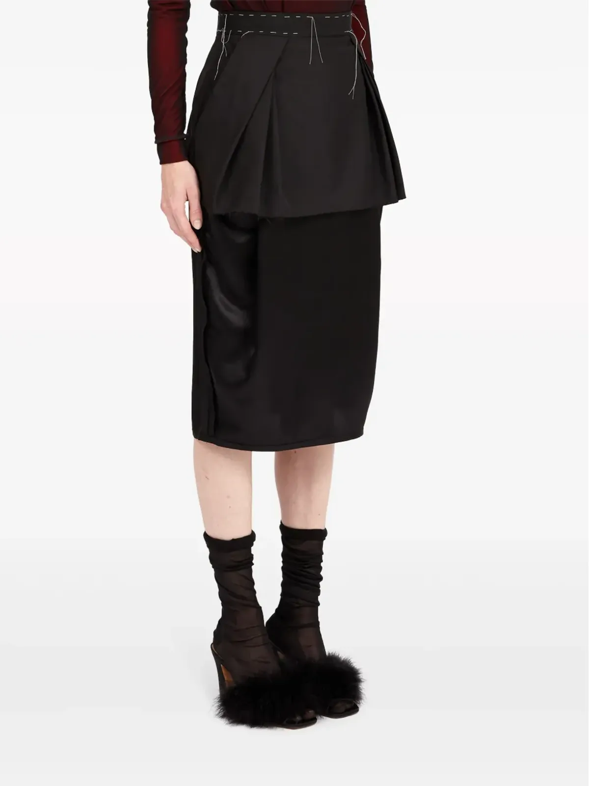 Maison Margiela ワークインプログレス レイヤードスカート ブラック - 画像3