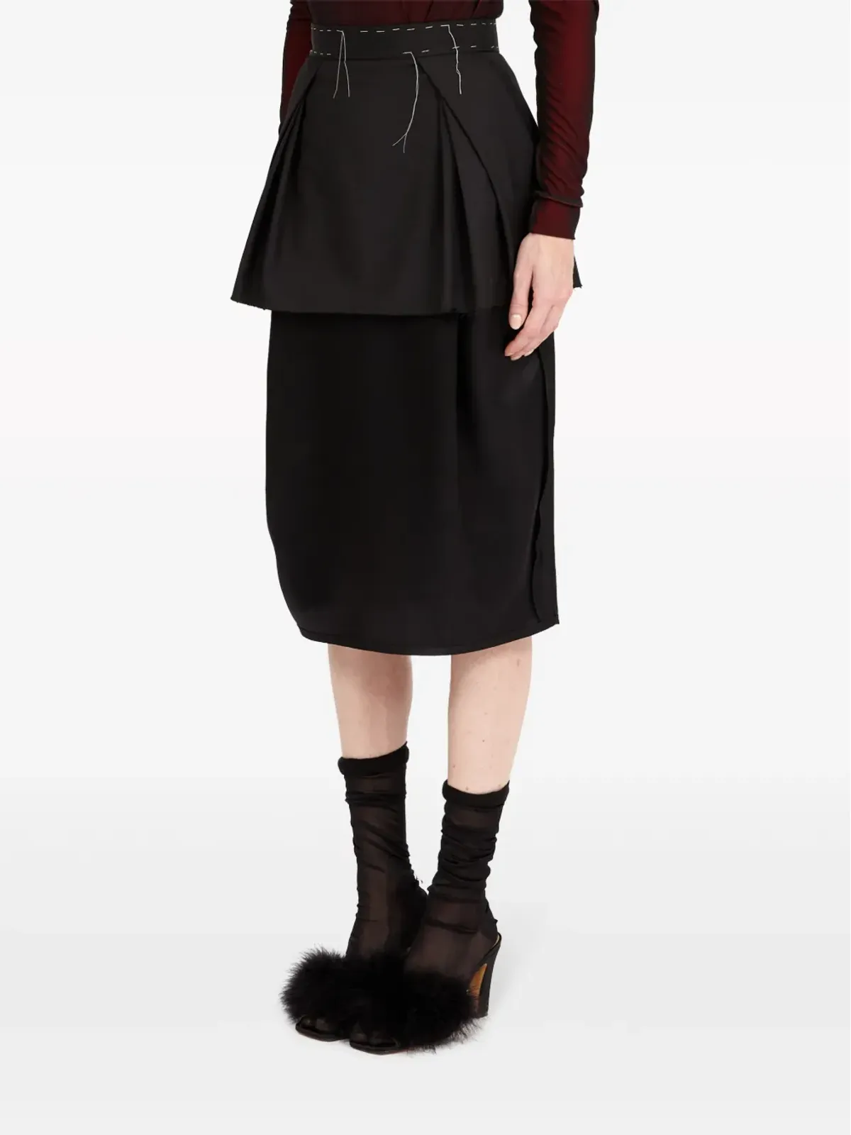 Maison Margiela ワークインプログレス レイヤードスカート ブラック - 画像4