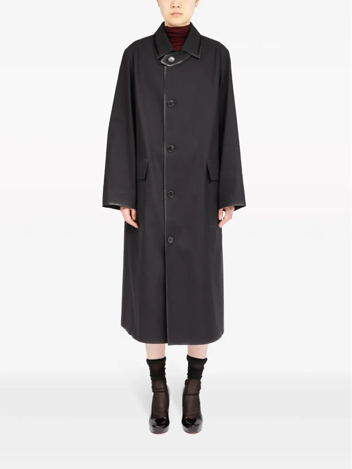 Maison Margiela コーティング加工のシングルブレストコート - ブラック - 画像2