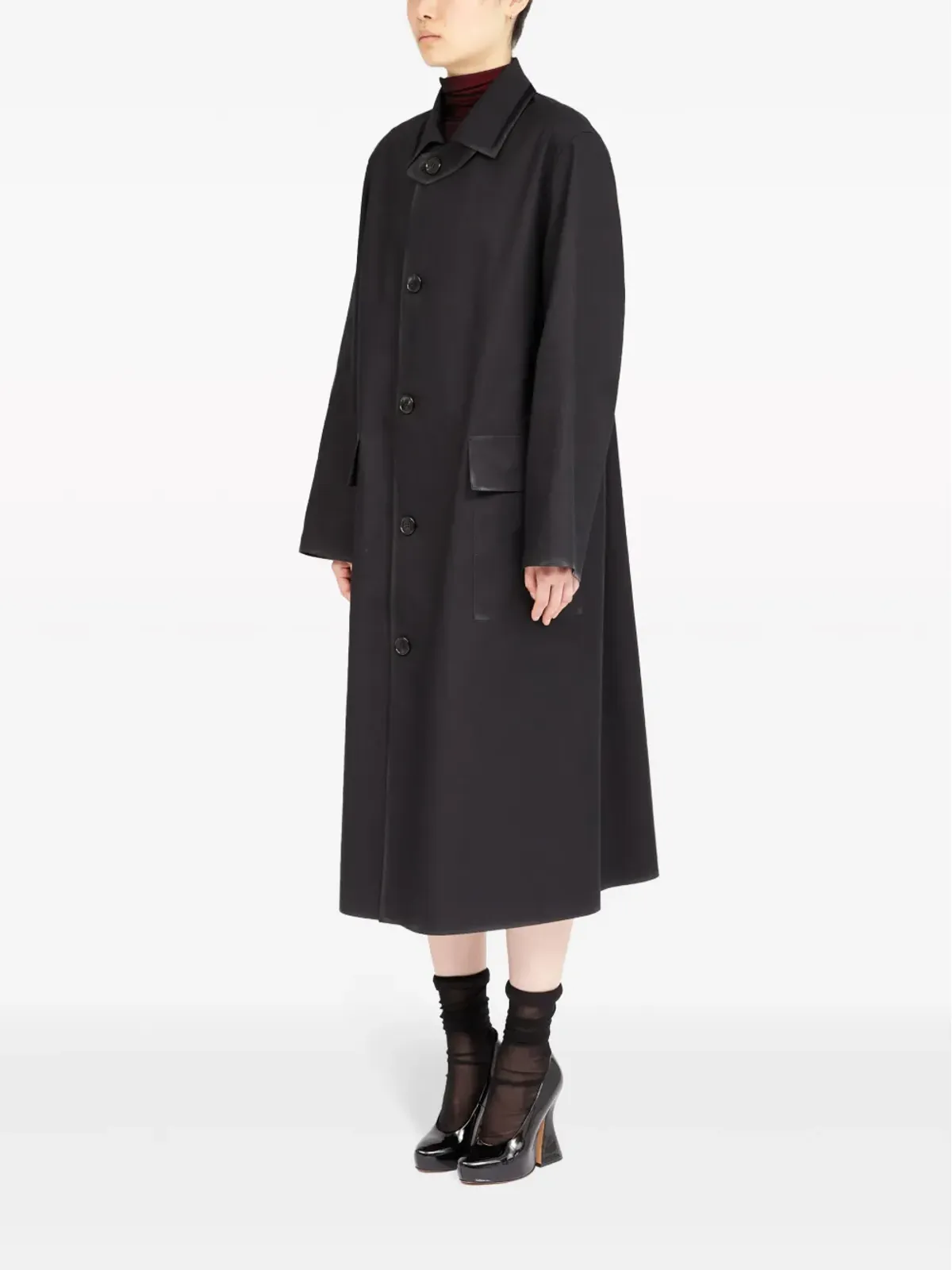 Maison Margiela コーティング加工のシングルブレストコート - ブラック - 画像4