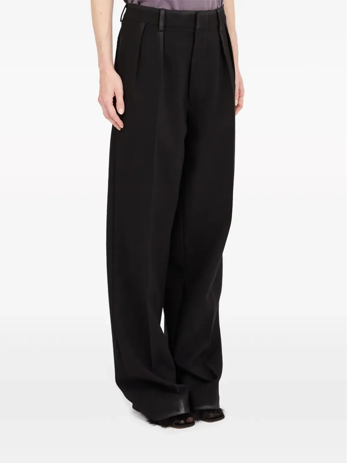 Maison Margiela ストレートレッグ ギャバジンウール パンツ ブラック - 画像3
