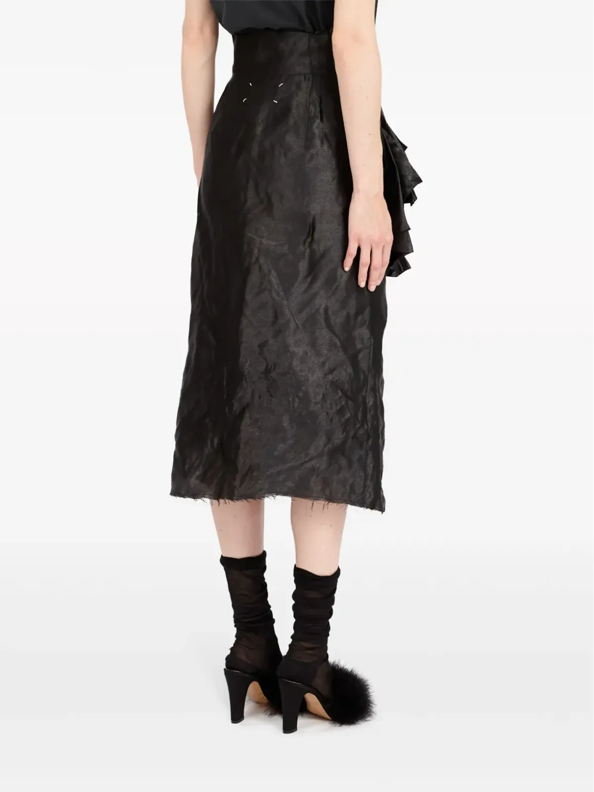 Maison Margiela ドレープ入り Lurex ミディスカート - 画像5