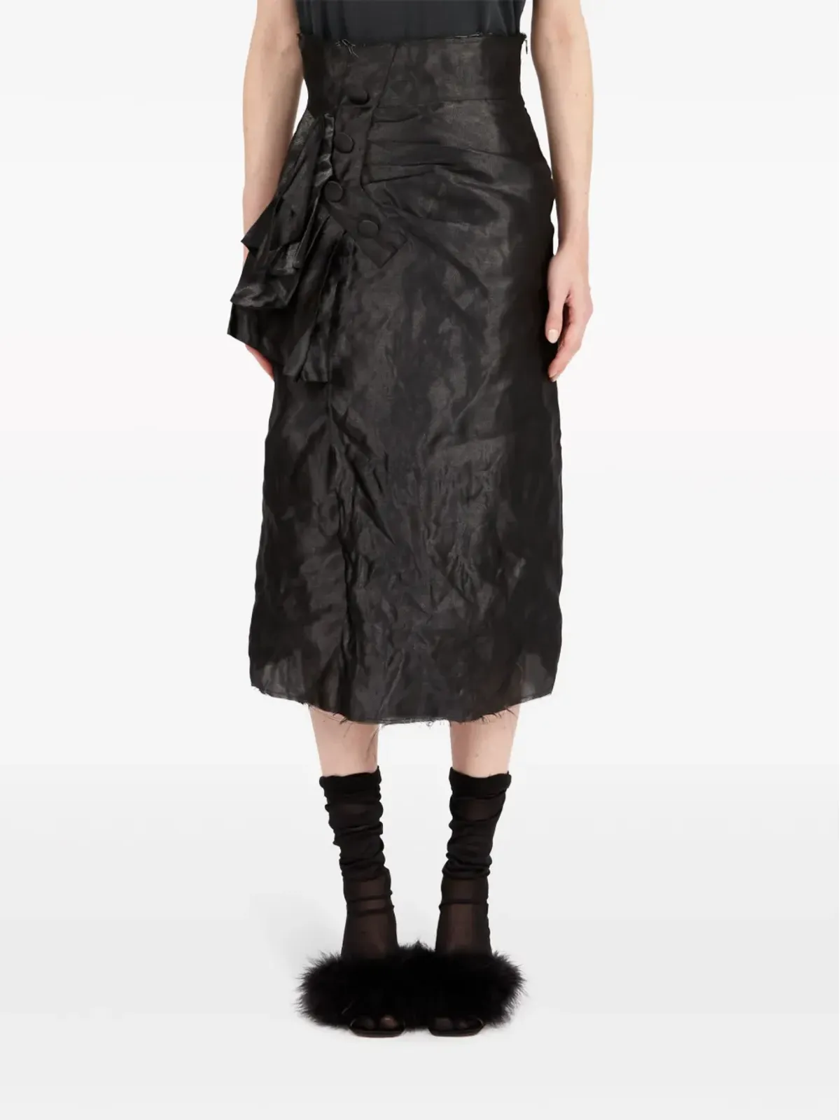 Maison Margiela ドレープ入り Lurex ミディスカート - 画像2