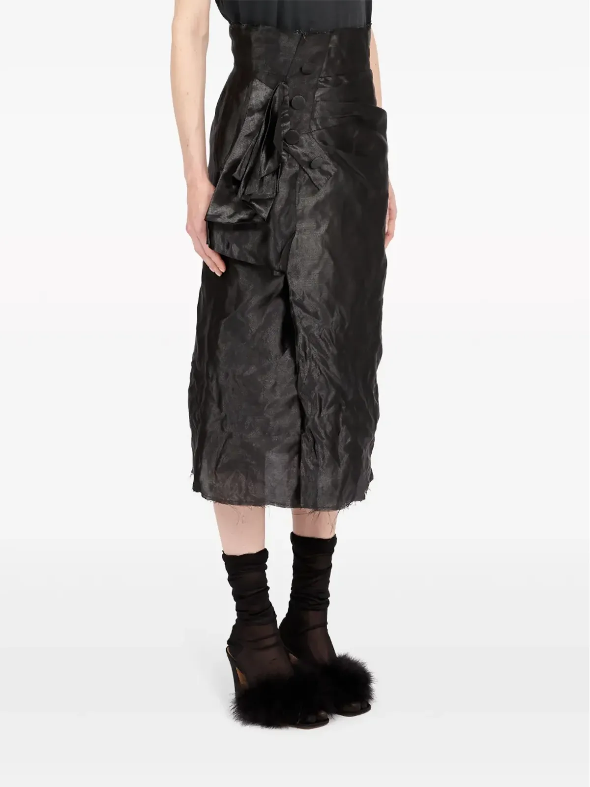 Maison Margiela ドレープ入り Lurex ミディスカート - 画像3
