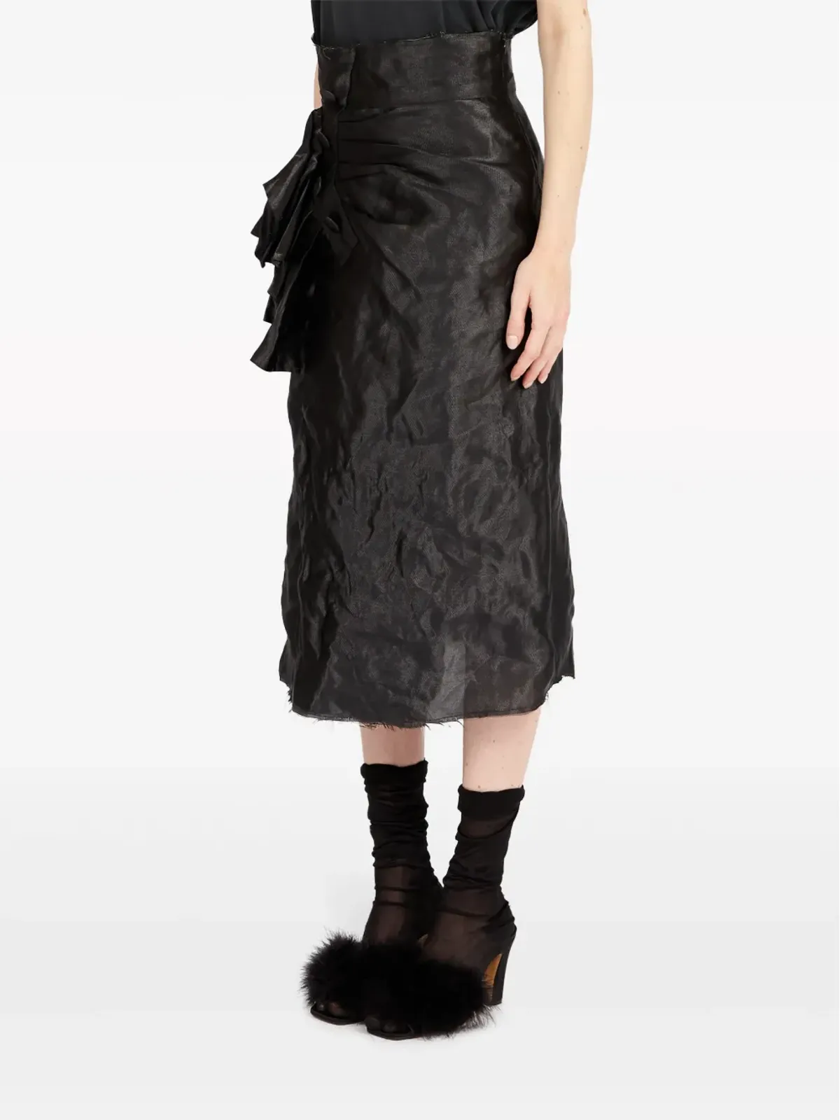 Maison Margiela ドレープ入り Lurex ミディスカート - 画像4
