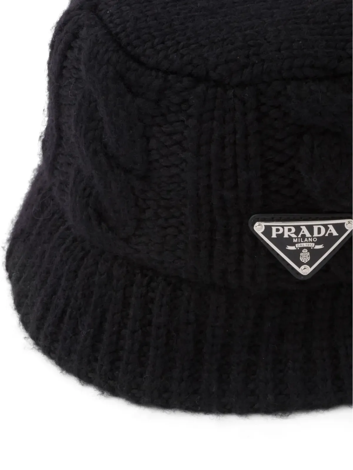 Prada トライアングルロゴ ウール バケットハット - ブラック - 画像3