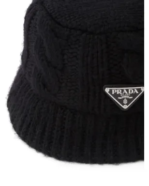 Prada トライアングルロゴ ウール バケットハット - ブラック - サムネイル3