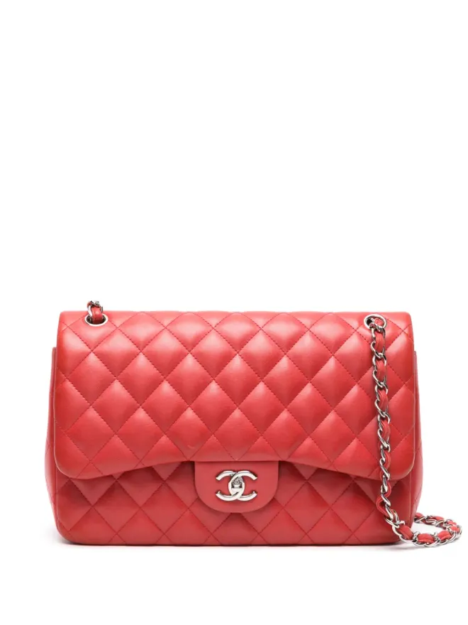 CHANEL Pre-Owned CHANEL ビンテージ 2013-2014 ダブルフラップ ジャンボ ショルダーバッグ - レッドの商品画像