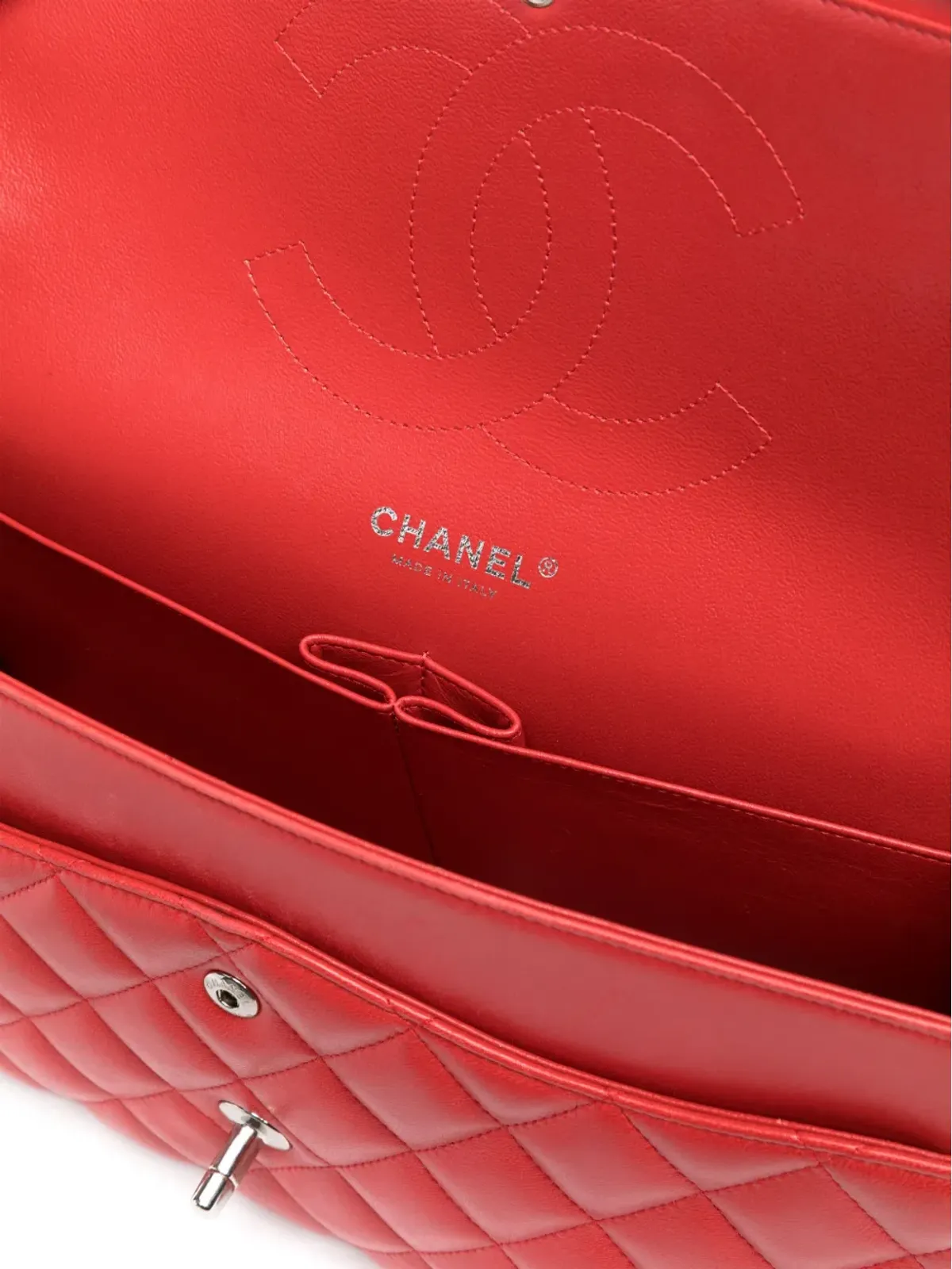 CHANEL ビンテージ 2013-2014 ダブルフラップ ジャンボ ショルダーバッグ - レッド - 画像5