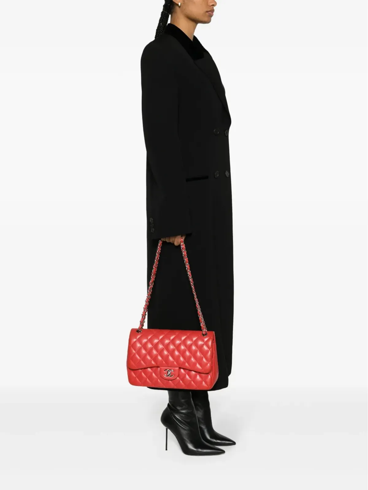 CHANEL ビンテージ 2013-2014 ダブルフラップ ジャンボ ショルダーバッグ - レッド - 画像2