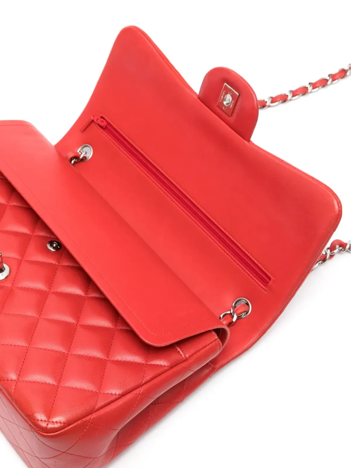 CHANEL ビンテージ 2013-2014 ダブルフラップ ジャンボ ショルダーバッグ - レッド - 画像4
