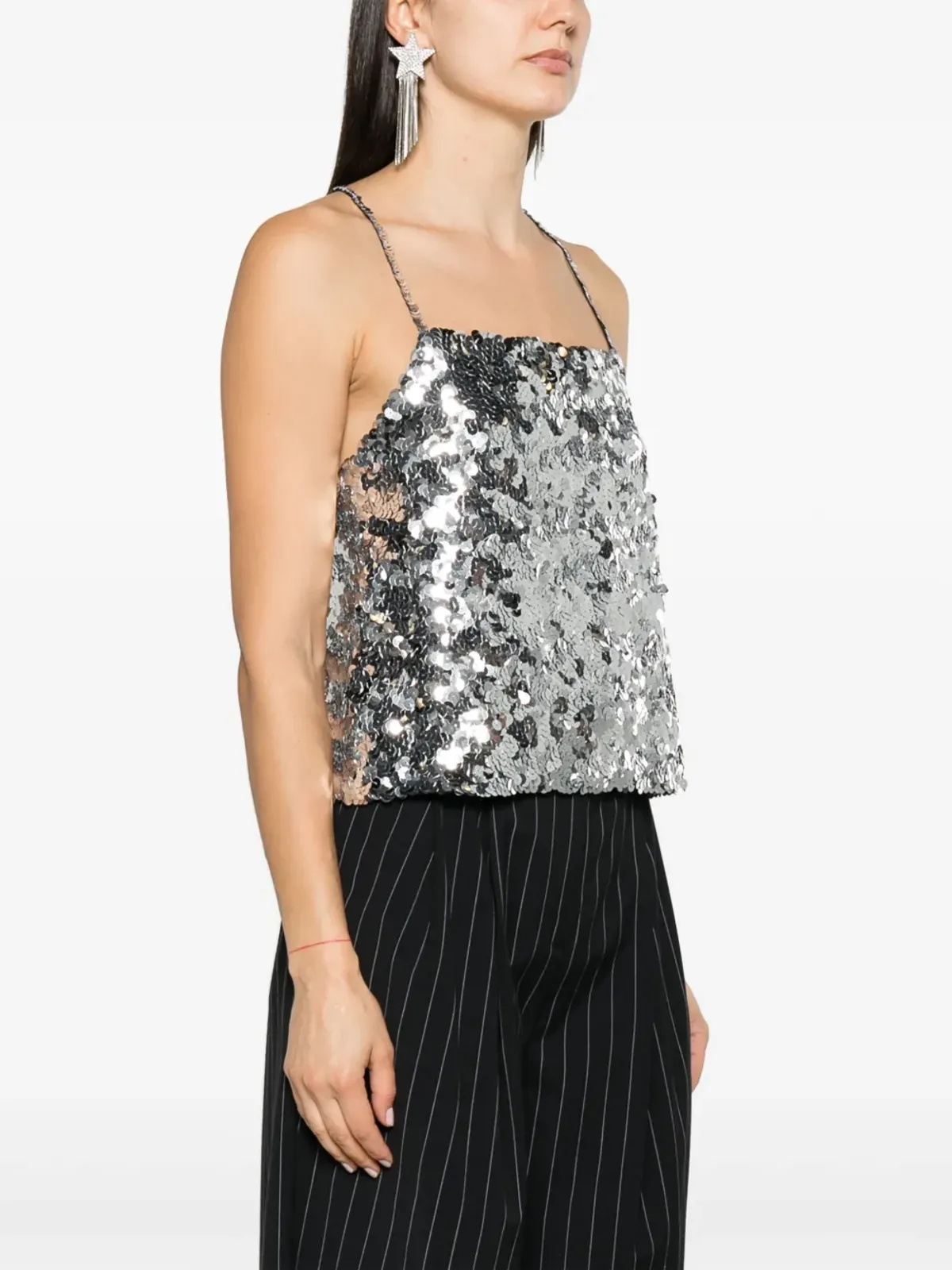 Sonia Rykiel スパンコール付きスクエアネック タンクトップ - 画像3
