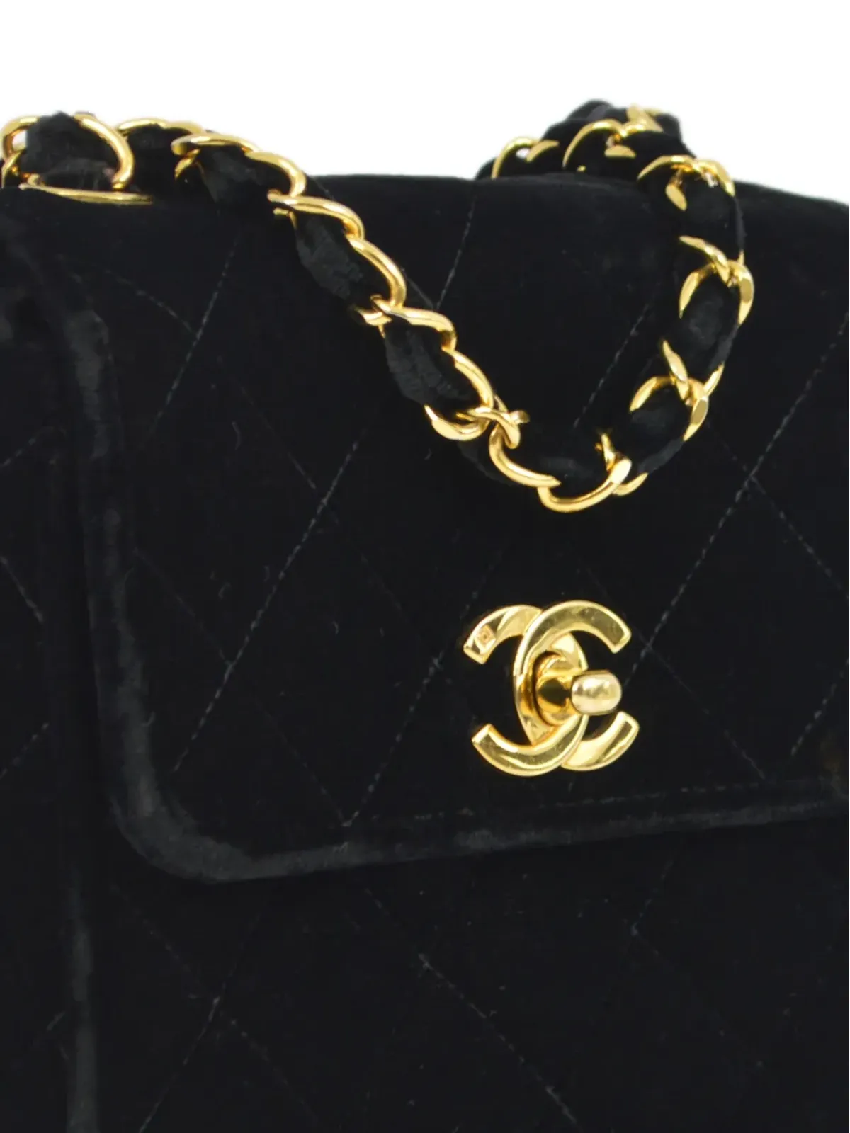 CHANEL ビンテージ 1992 ストレートフラップショルダーバッグ - ブラック - 画像3
