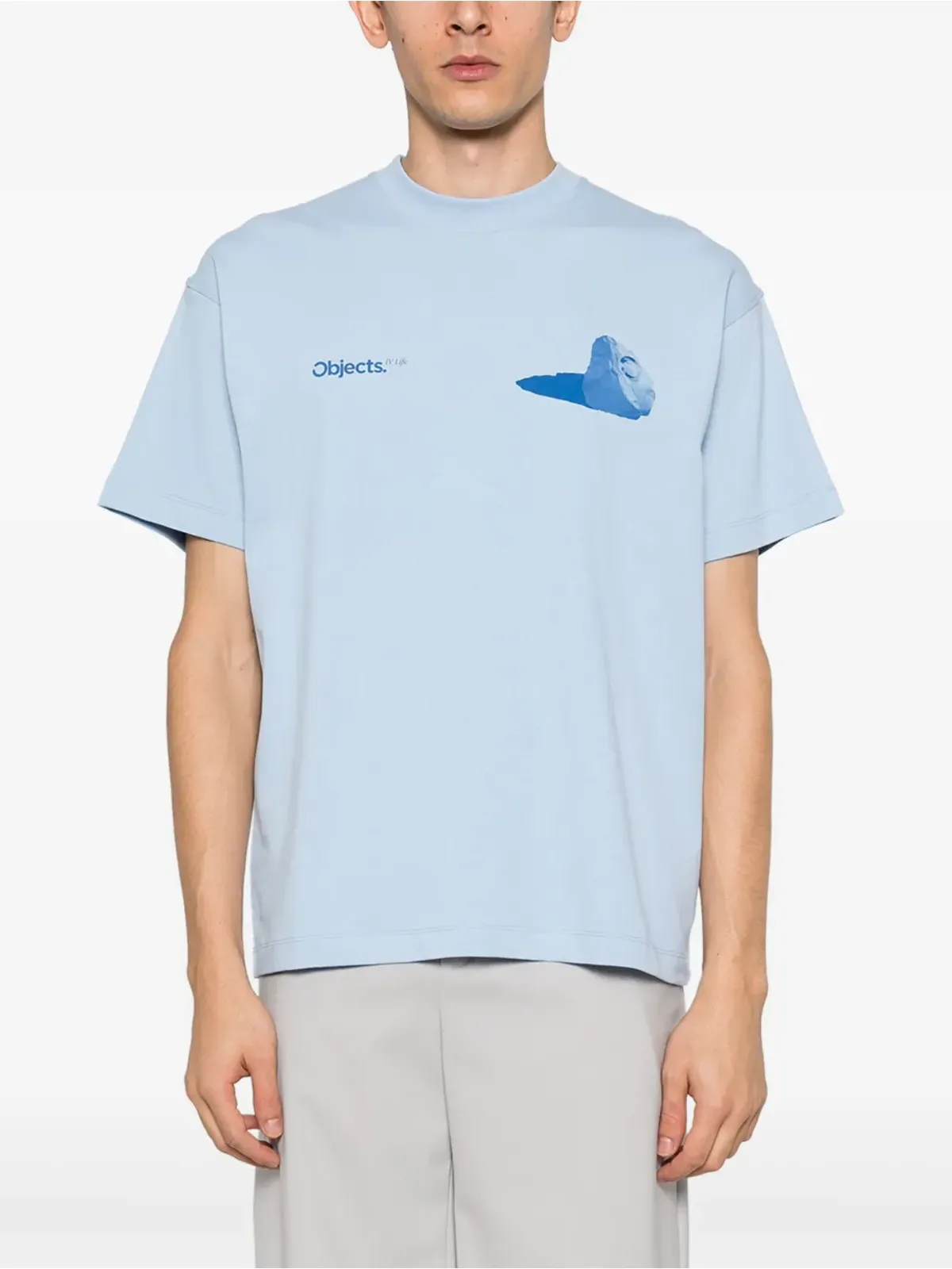 OBJECTS IV LIFE ボルダー柄コットンTシャツ - Blue - 画像4