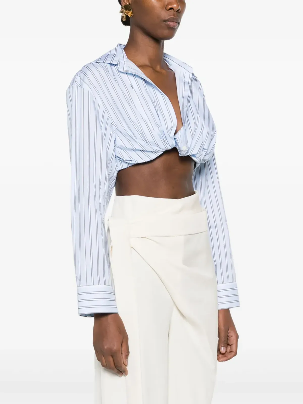 Jacquemus La Chemise Bahia ストライプシャツ ブルー - 画像3