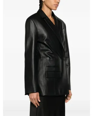 Jacquemus La Veste Tibau Cuir レザー ブレザー - ブラック - サムネイル3