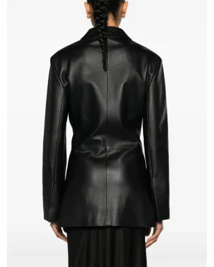 Jacquemus La Veste Tibau Cuir レザー ブレザー - ブラック - サムネイル4